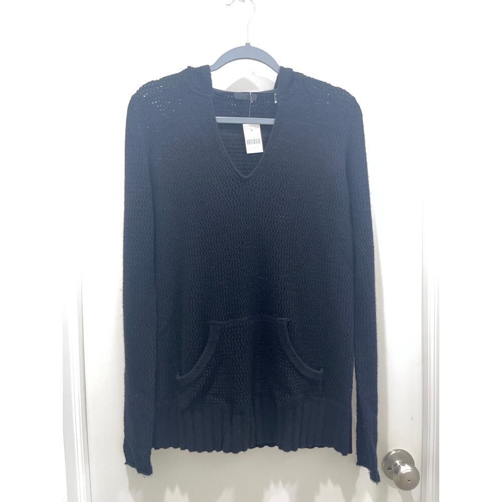 NWT ATM Anthony Thomas Melillo Black Wool Cashmere Hoodie Sweater Women's Sz S